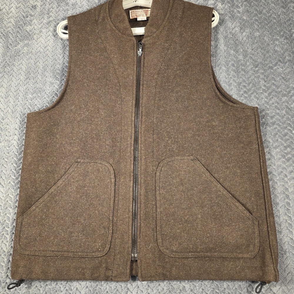 Filson Mackinaw Wool Vest Men's Medium Brown Full Zip Vintage Made In USA